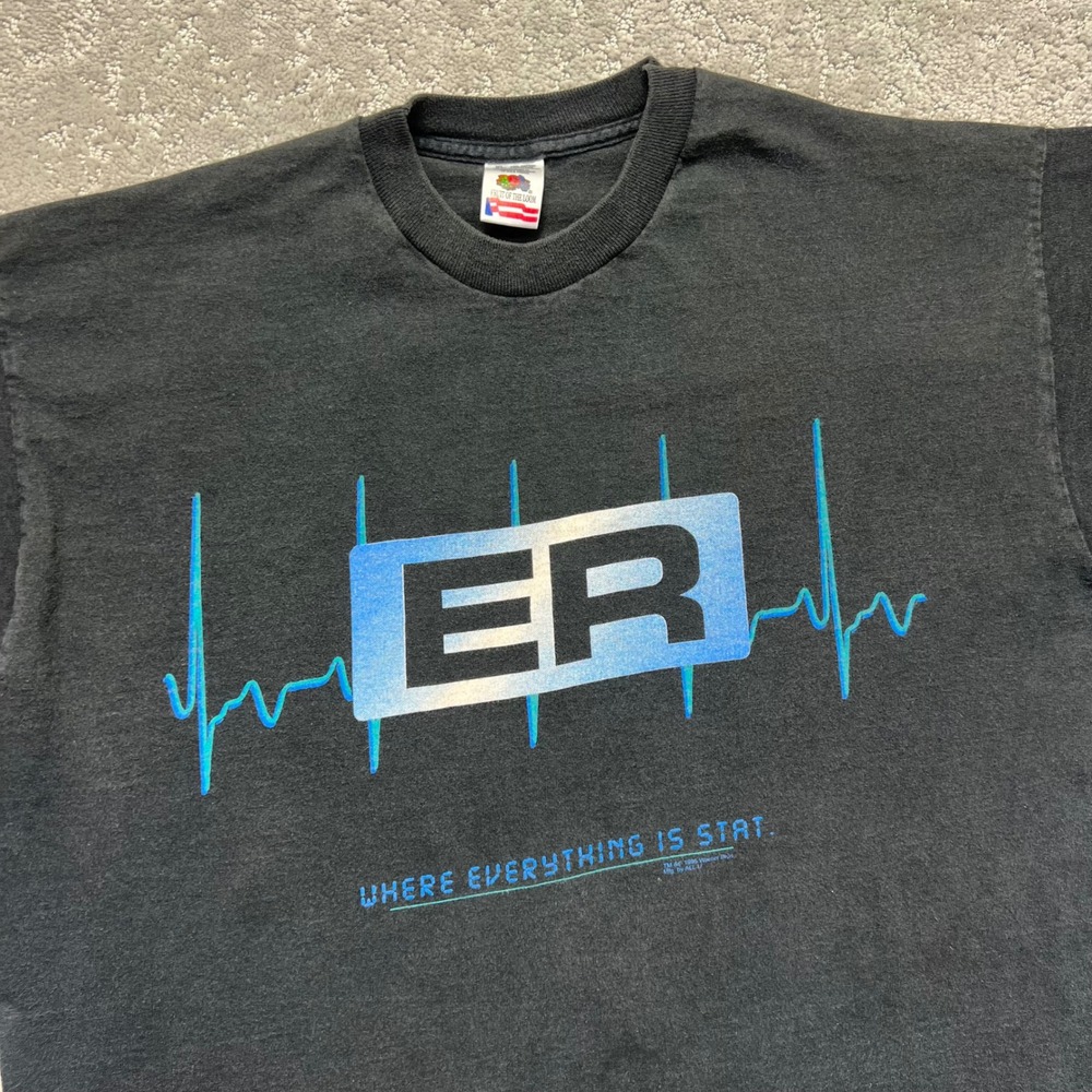 VINTAGE 1995 ER TV Show Promo T-Shirt Mens XL Black Warner Bros Single Stitch - Picture 2 of 13